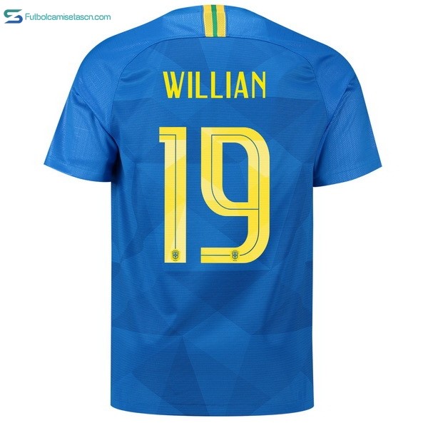 Camiseta Brasil 2ª Willian 2018 Azul
